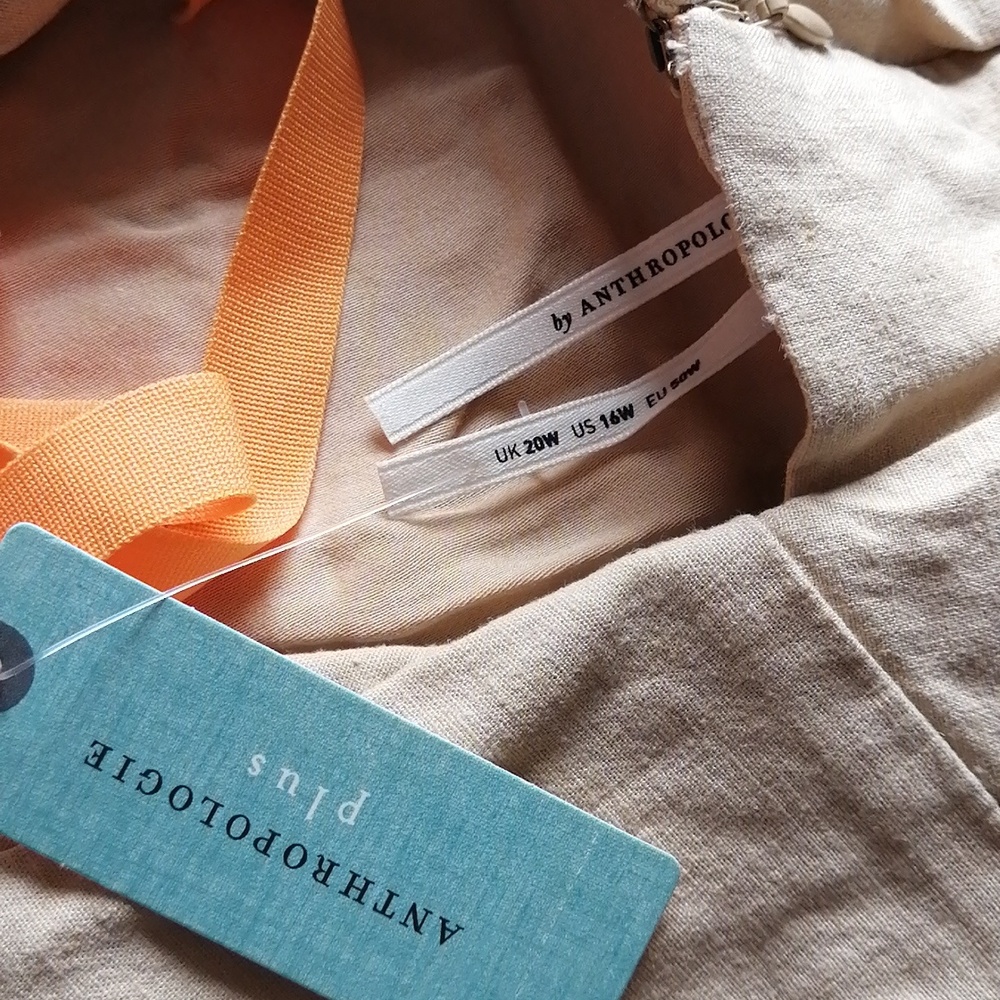Anthropologie Rushed Front Slim Fit Midi Linen Blend Sleeveless Dress - Picture 7 of 9